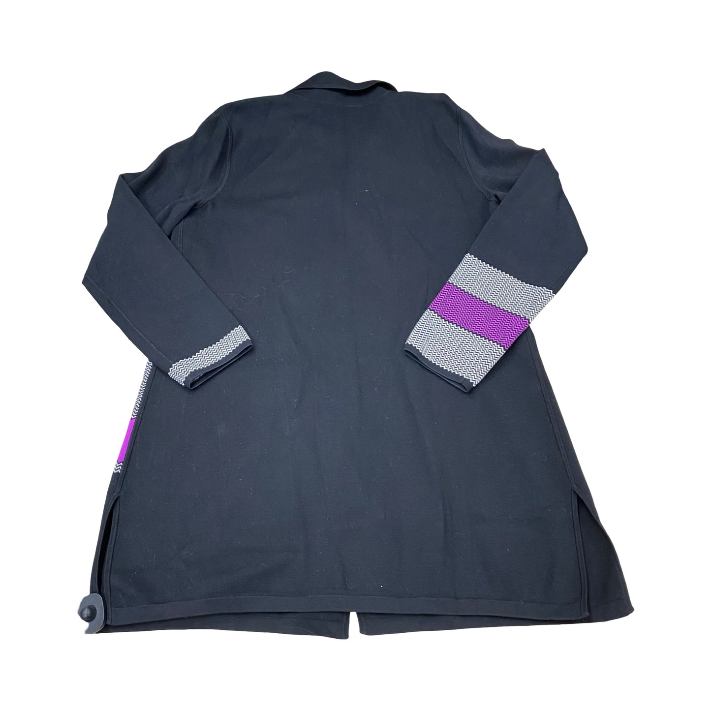 Sweater Cardigan By Per Se In Black & Purple, Size:Xl