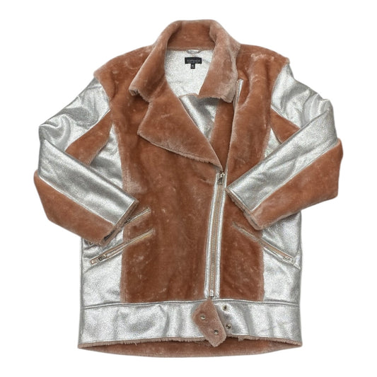 Jacket Faux Fur & Sherpa By Top Shop In Pink & Silver, Size:8