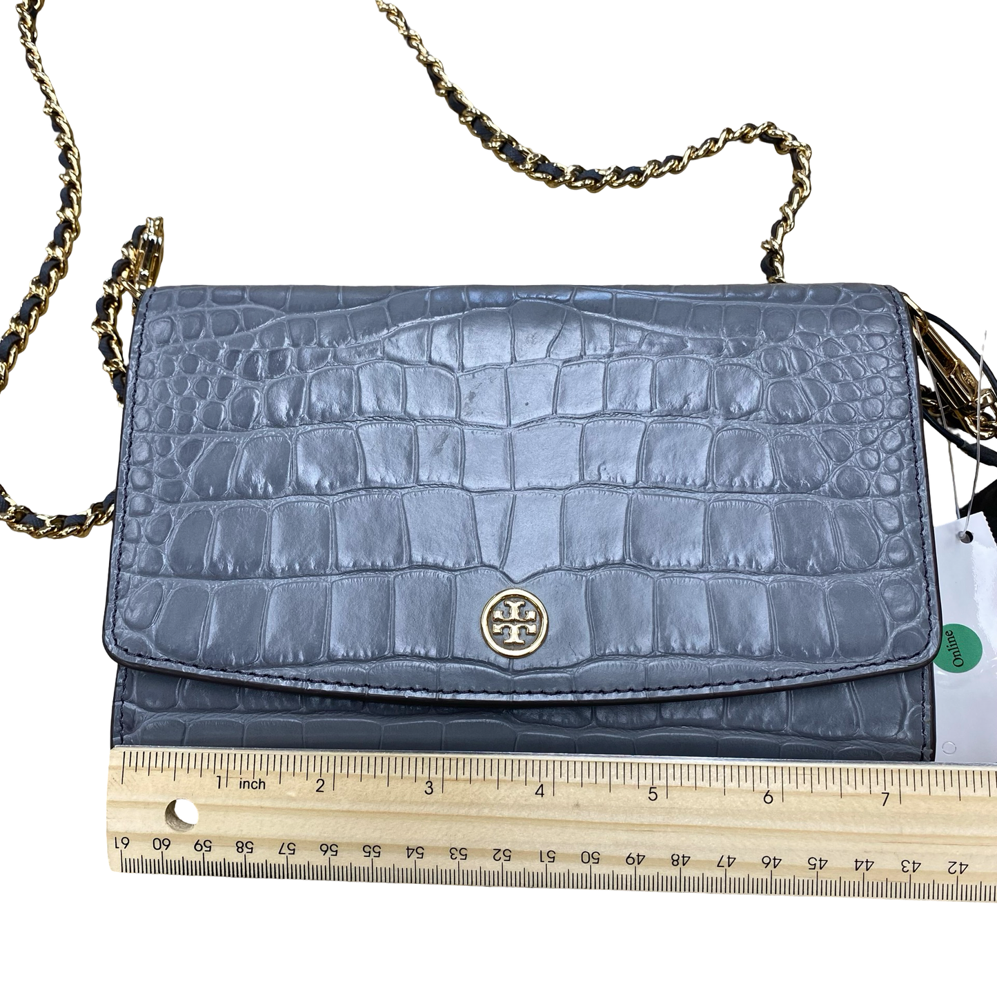 Handbag Designer By Tory Burch In Grey, Size:Small