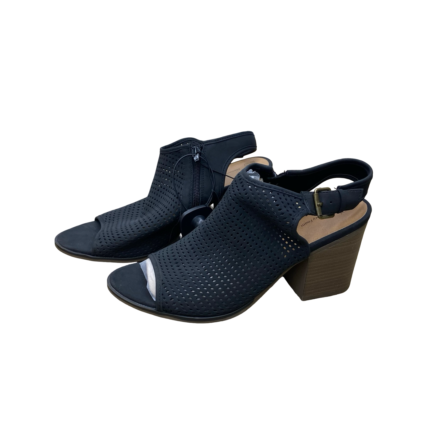Sandals Heels Block By Time And Tru In Black, Size:11