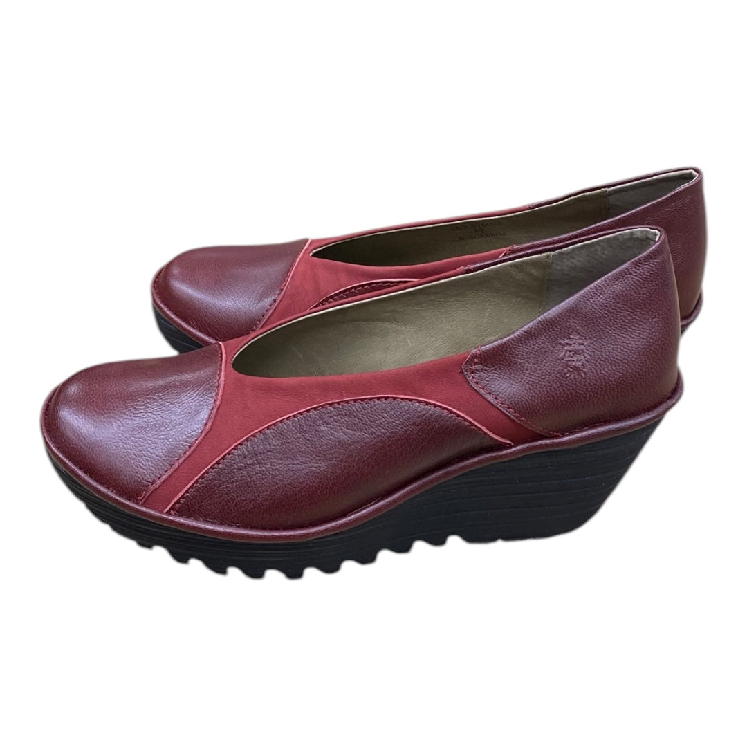 Shoes Heels Wedge By Fly London In Maroon, Size:10.5