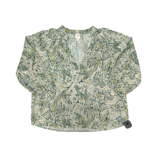 Top 3/4 Sleeve By Cmc In Green & Tan, Size:M