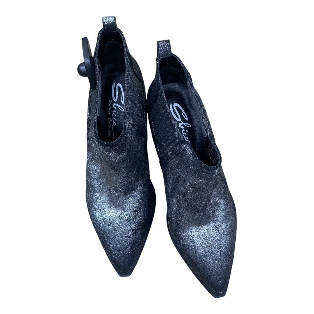 Boots Ankle Heels By Sbicca In Black & Silver, Size:7