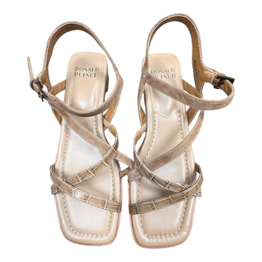 Sandals Heels Block By Donald Pliner In Tan, Size:7