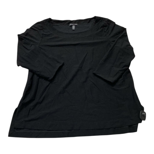 Top 3/4 Sleeve Designer By Eileen Fisher In Black, Size:L