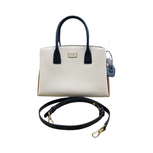 Handbag Designer By Kate Spade In Brown & Cream, Size:Medium