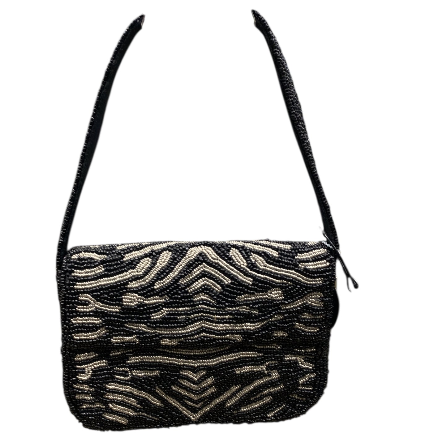 Handbag By Studio 12 In Black & Silver, Size:Small