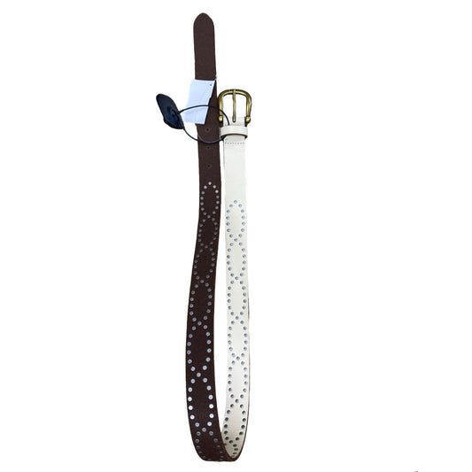 Belt By Lucky Brand In Cream & Silver