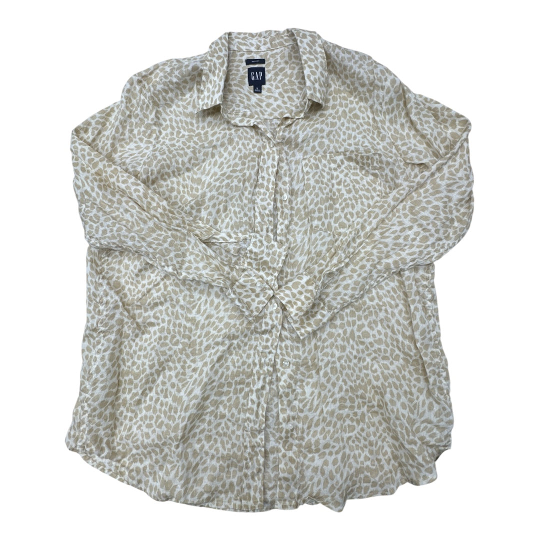 Top Ls By Gap In Tan & White, Size:L