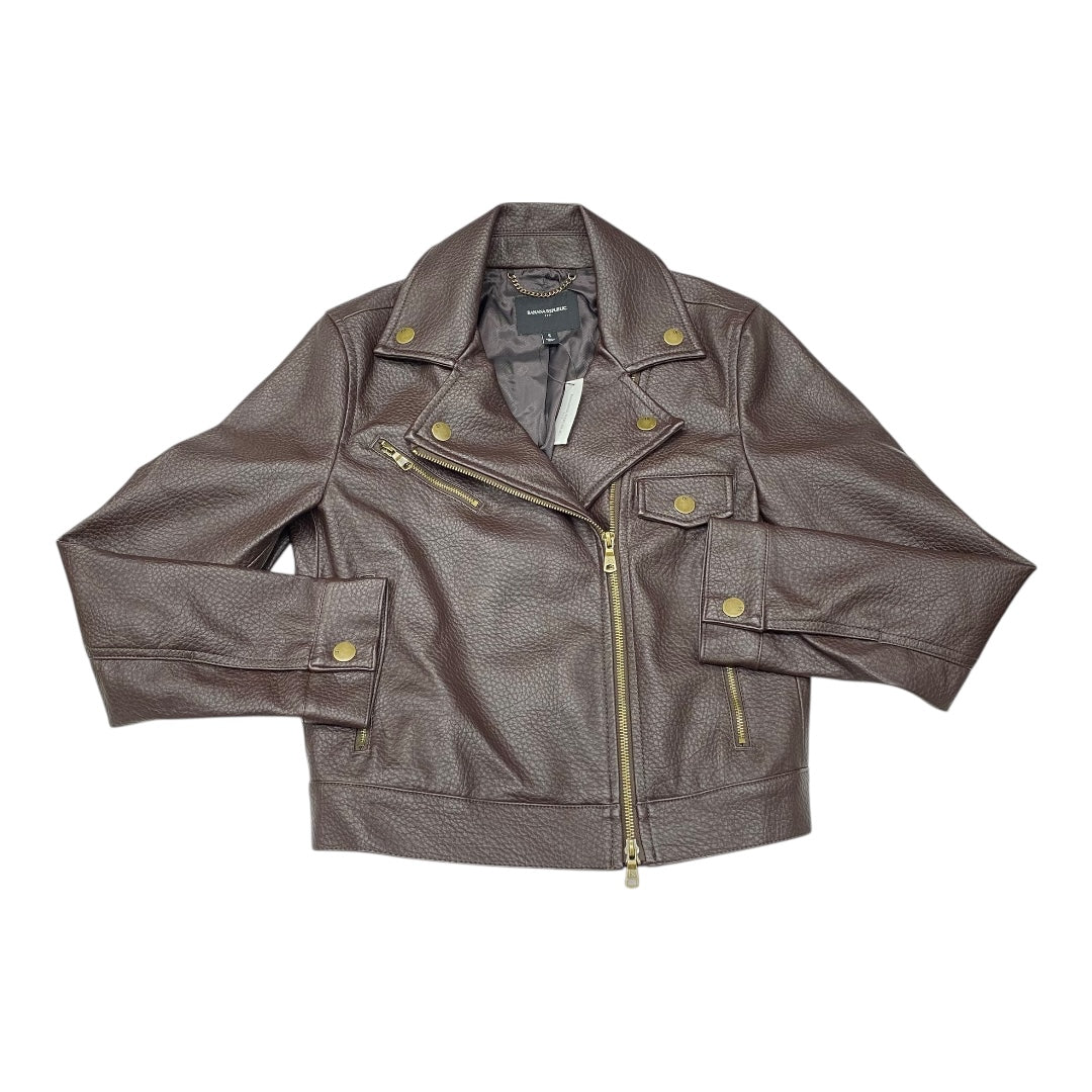 Jacket Moto By Banana Republic In Brown, Size:S