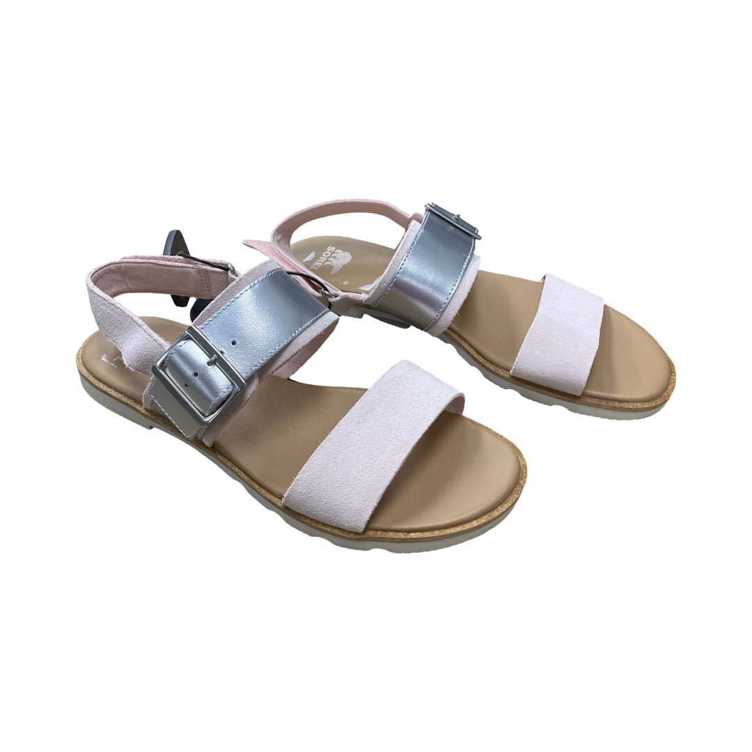 Sandals Designer By Sorel In Pink & Silver, Size:9
