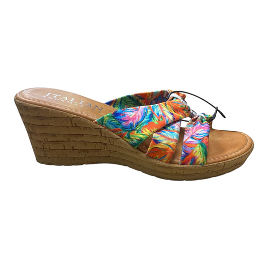 Sandals Heels Block By Italian Shoemakers In Multi, Size:7.5