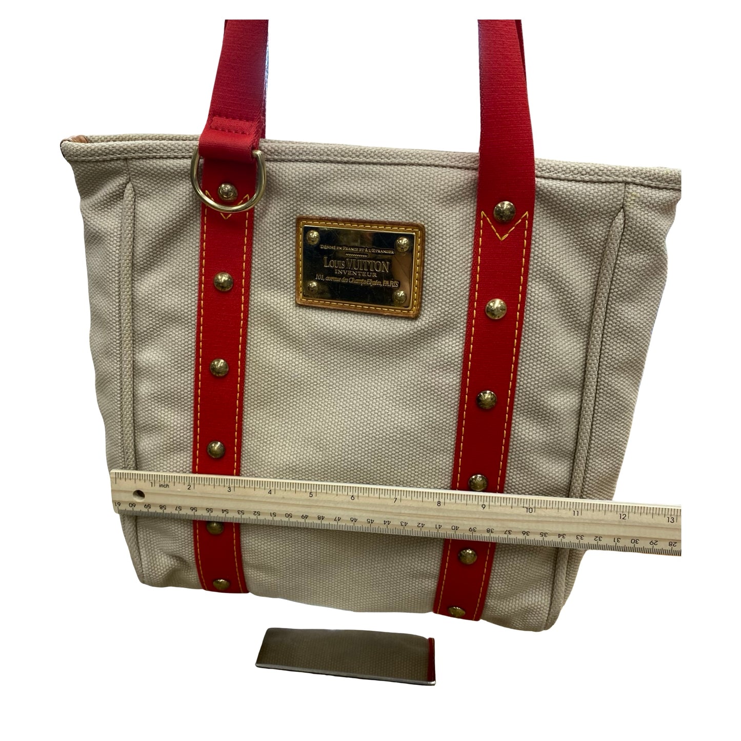 Handbag Luxury Designer By Louis Vuitton In Red & Tan, Size:Medium