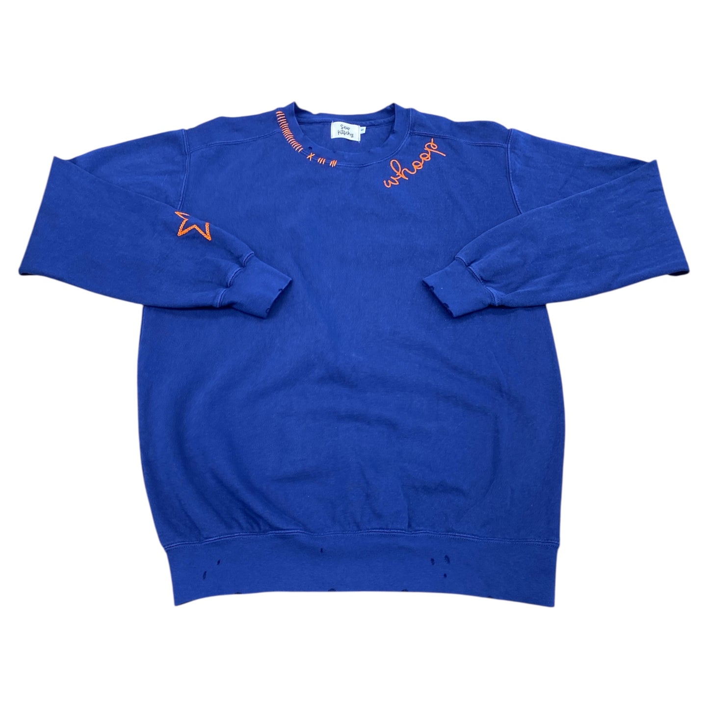 Sweatshirt Crewneck By Sew Kitschy In Blue & Orange, Size:S