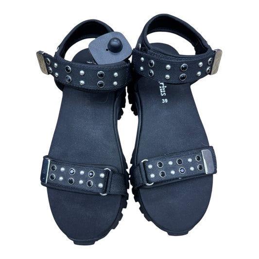 Sandals Heels Platform By STRADIVARIUS In Black, Size:8.5