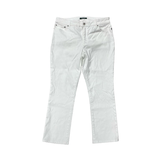 Jeans Straight By Lauren By Ralph Lauren In White Denim, Size:14P