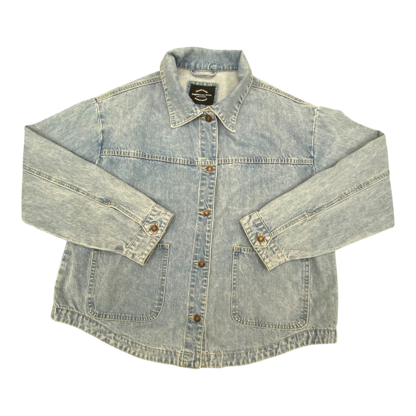 Jacket Denim By American Bazi In Blue Denim, Size:L