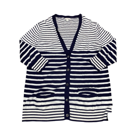 Sweater Cardigan By Gap In Blue & White, Size:L