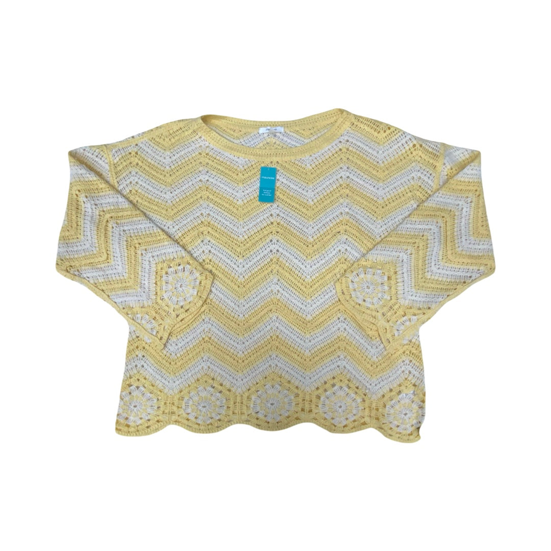Sweater By Maurices In White & Yellow, Size:Xl