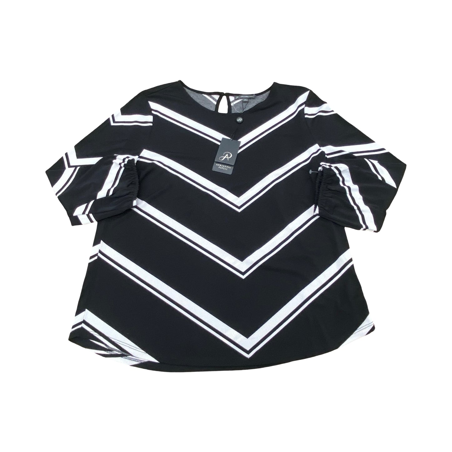 Top Ls By Adrianna Papell In Black & White, Size:L