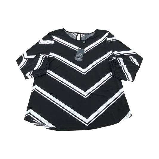 Top Ls By Adrianna Papell In Black & White, Size:L