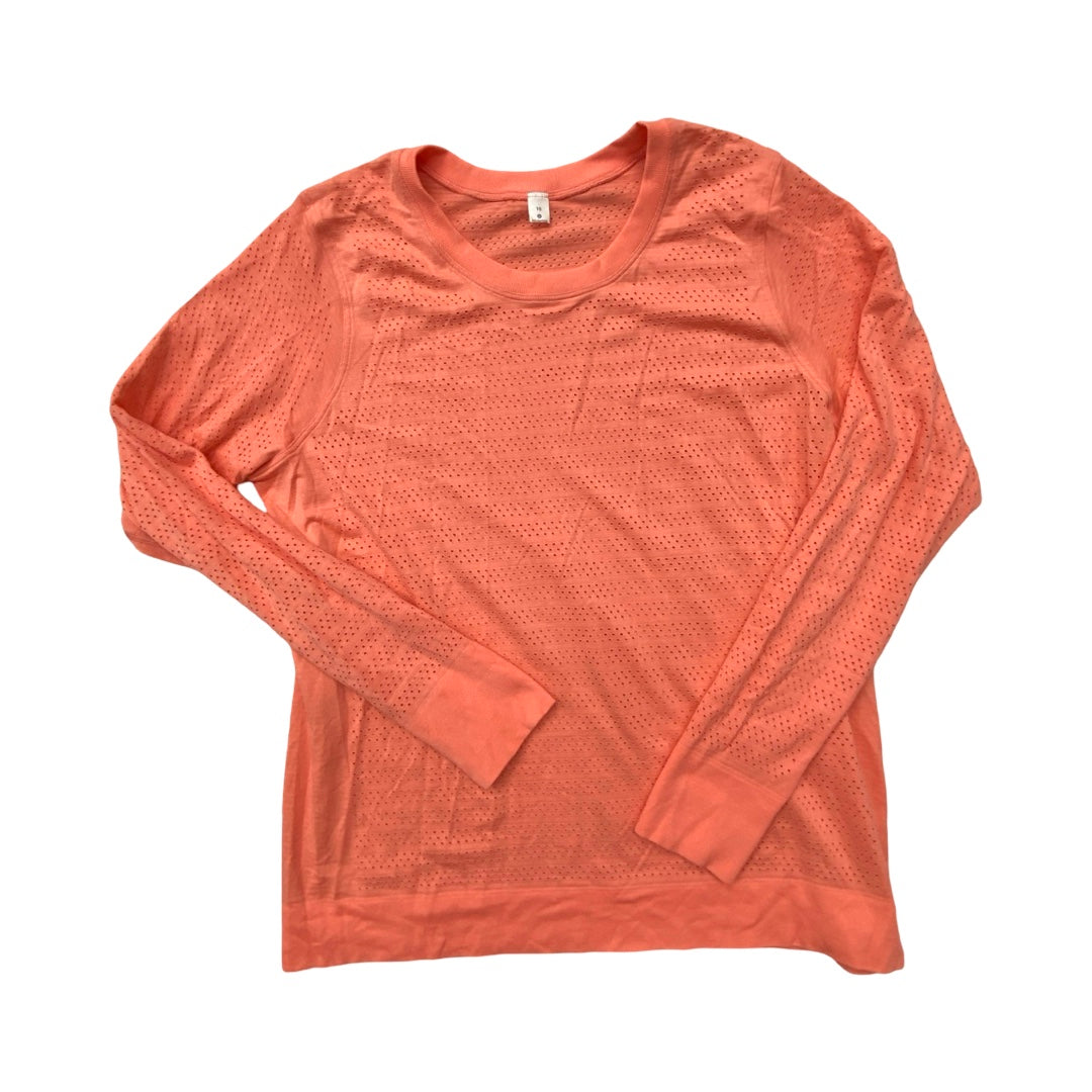 Athletic Top Ls Crewneck By Lululemon In Orange, Size:10