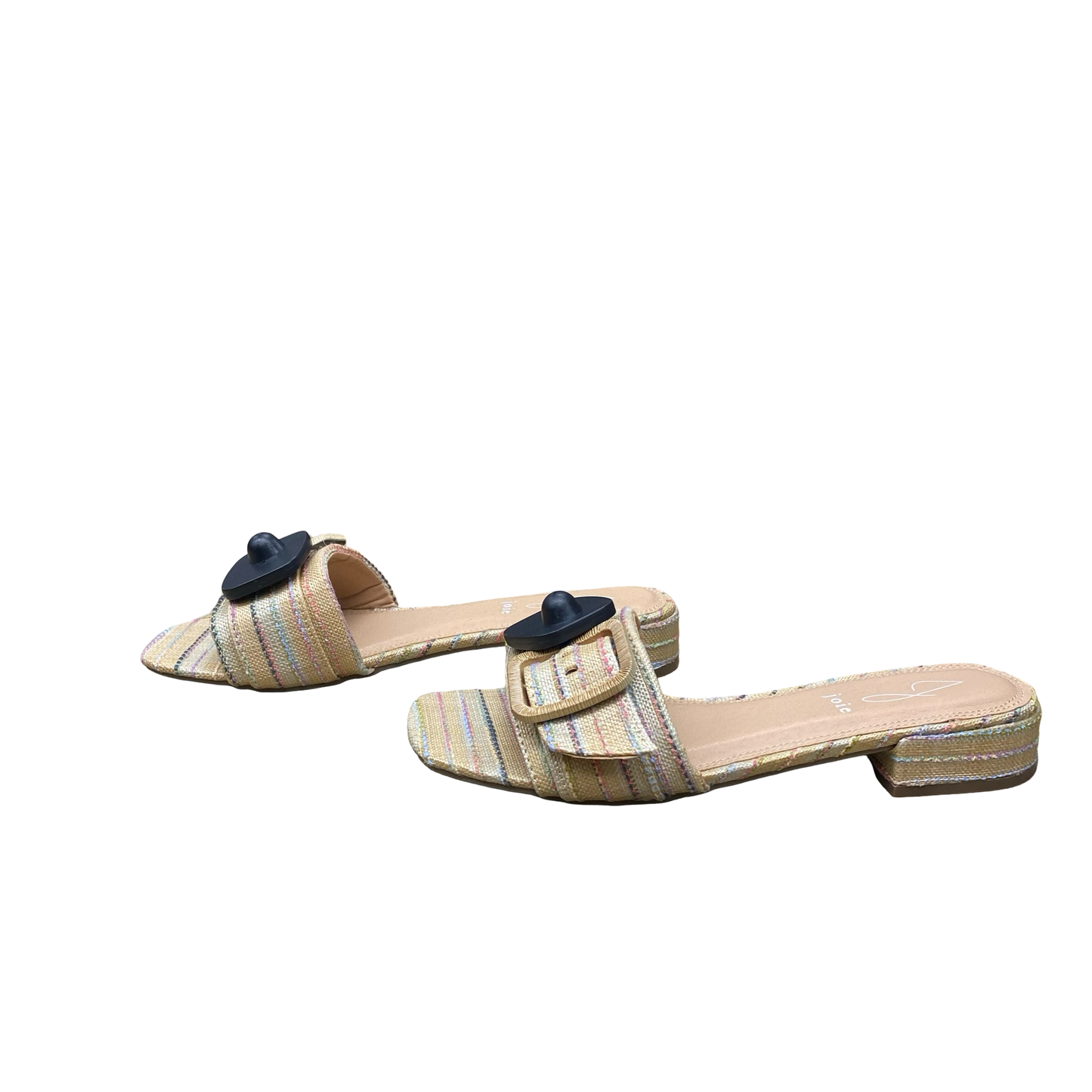 Sandals Heels Block By Joie In Striped Pattern, Size:7.5
