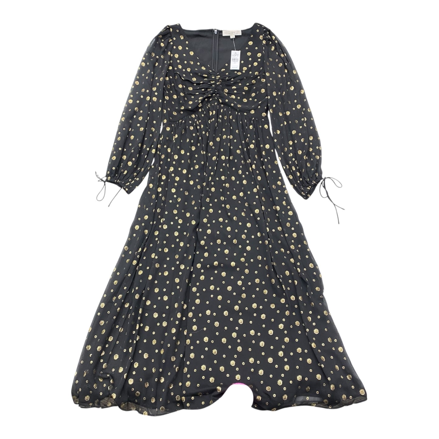 Dress Casual Maxi By Loft In Black & Gold, Size:6