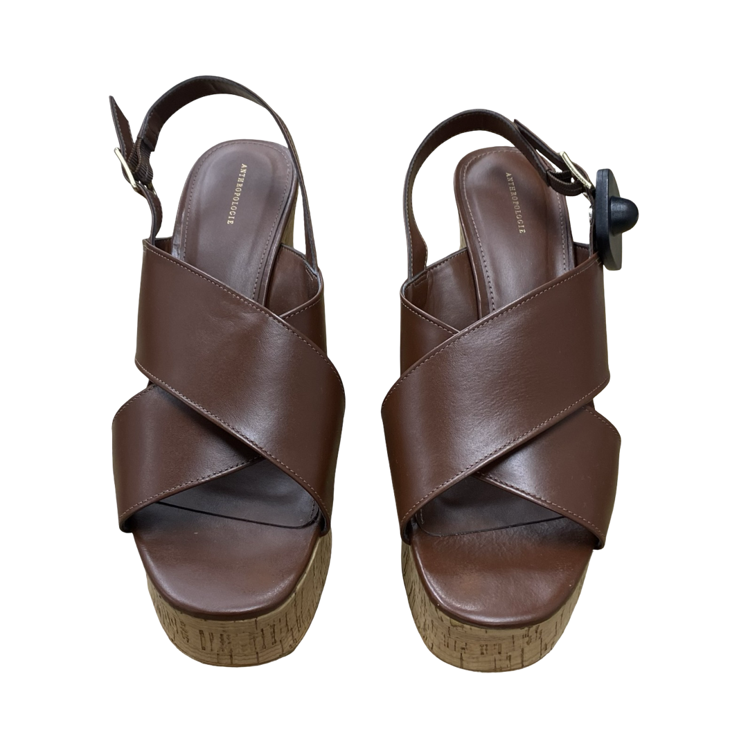 Shoes Heels Block By Anthropologie In Brown, Size:10.5