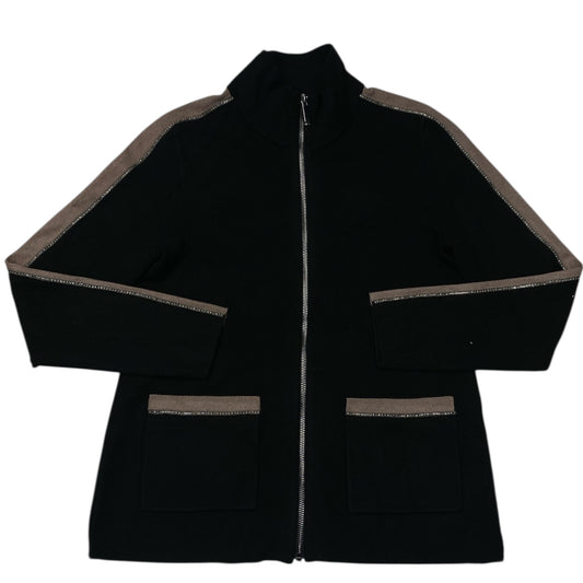Sweater Cardigan By Chicos In Black & Brown, Size:S