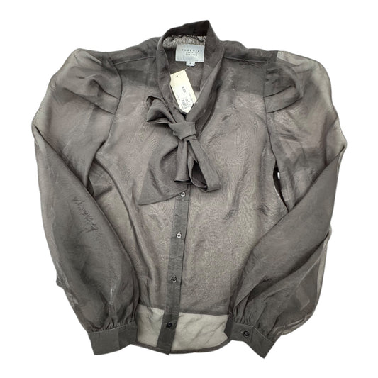Top Ls THE SHIRT By Evereve In Sheer Black & Grey, Size:M