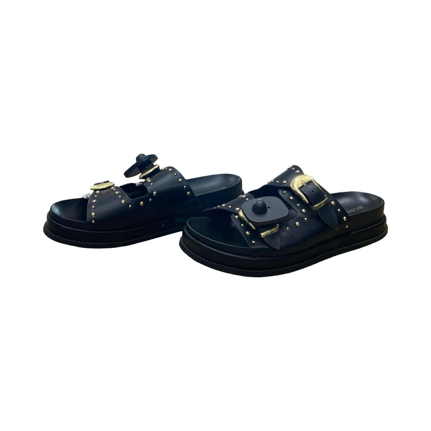 Sandals Flats By Bcbgeneration In Black & Gold, Size:9