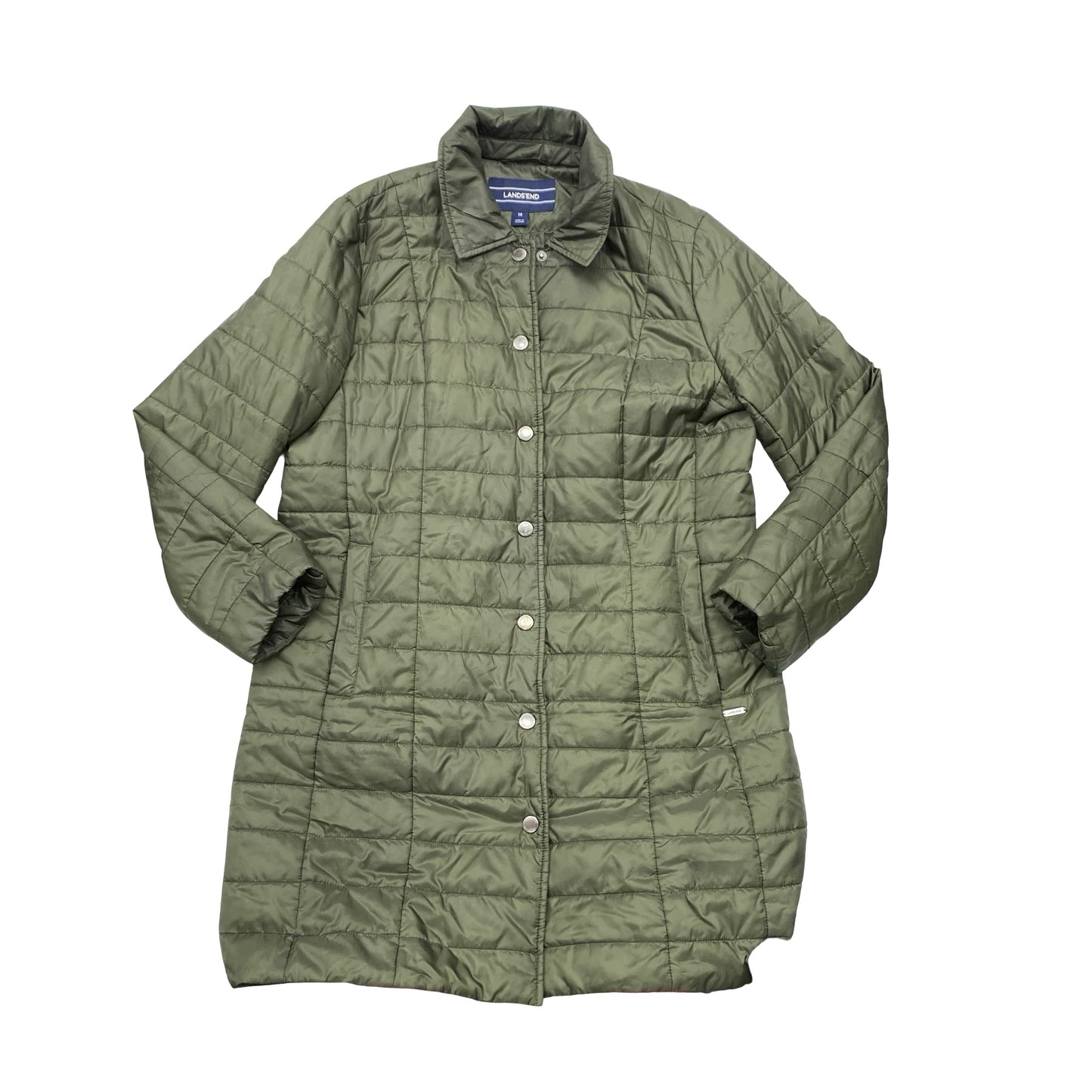 Jacket Puffer & Quilted By Lands End In Green, Size:14