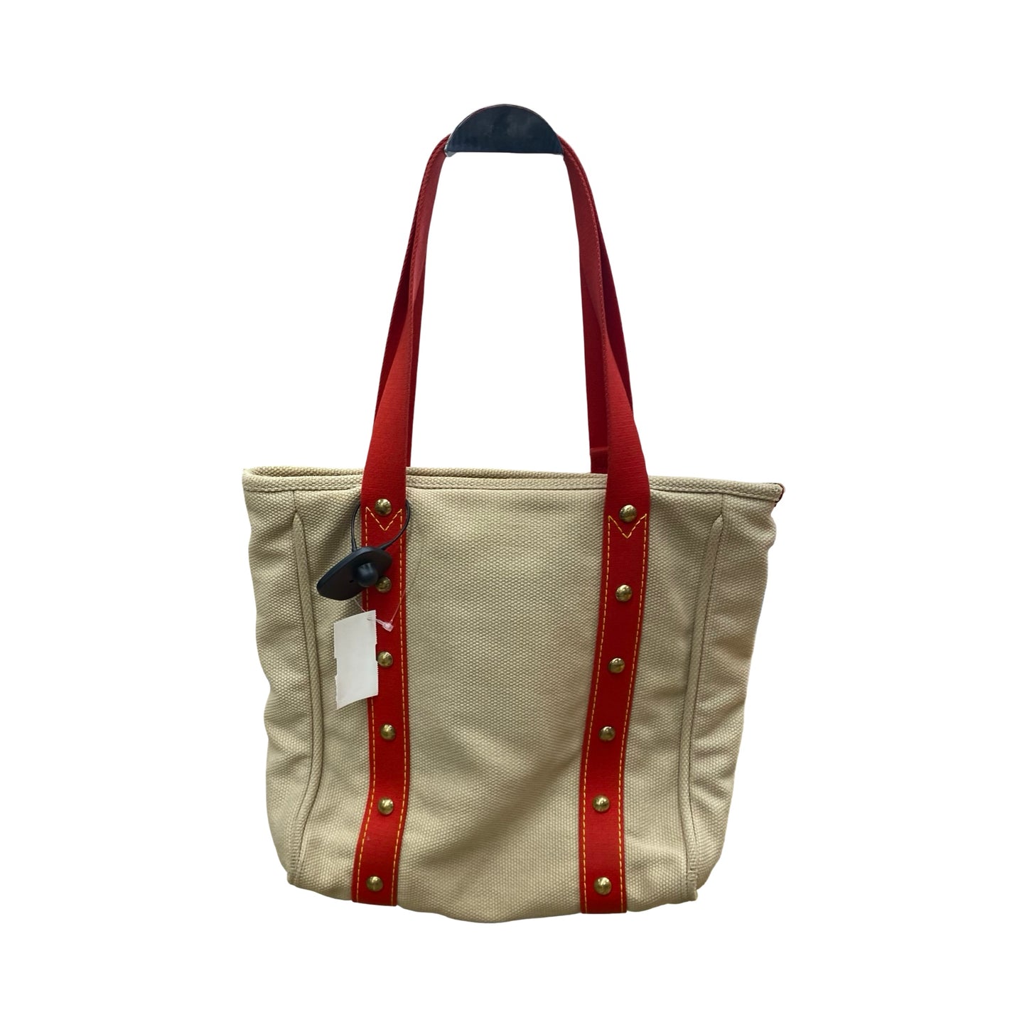 Handbag Luxury Designer By Louis Vuitton In Red & Tan, Size:Medium