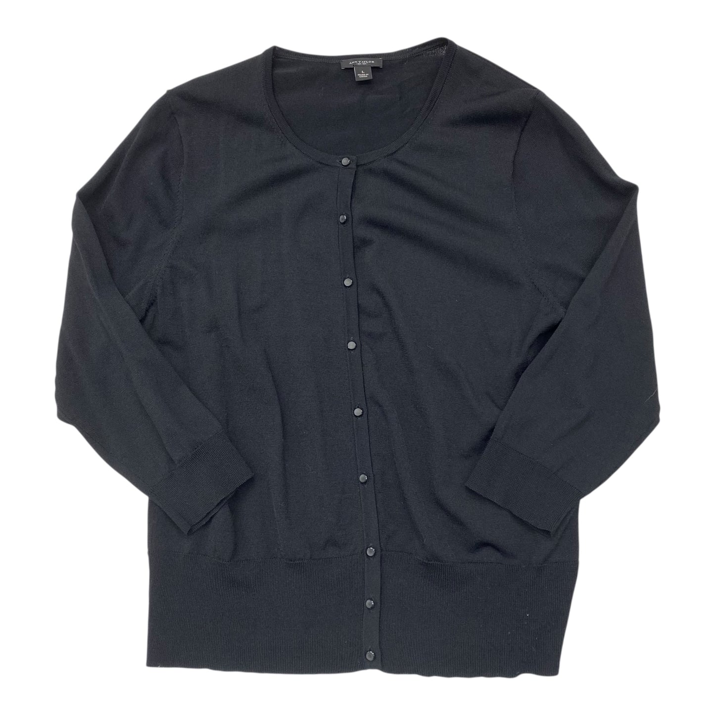 Sweater Cardigan By Ann Taylor In Black, Size:L