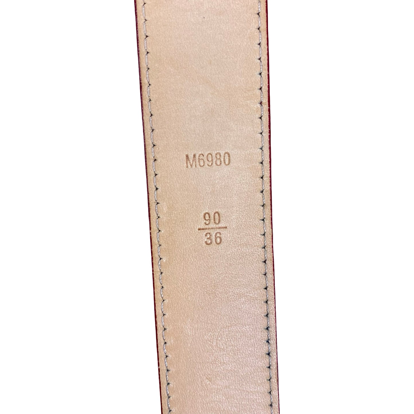 Belt Luxury Designer By Louis Vuitton In Vernis Red, Size: 90