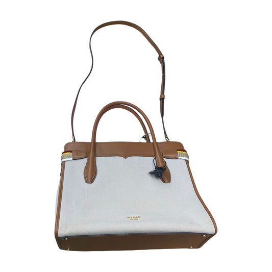 Handbag Designer By Kate Spade In Brown & Cream, Size:Medium