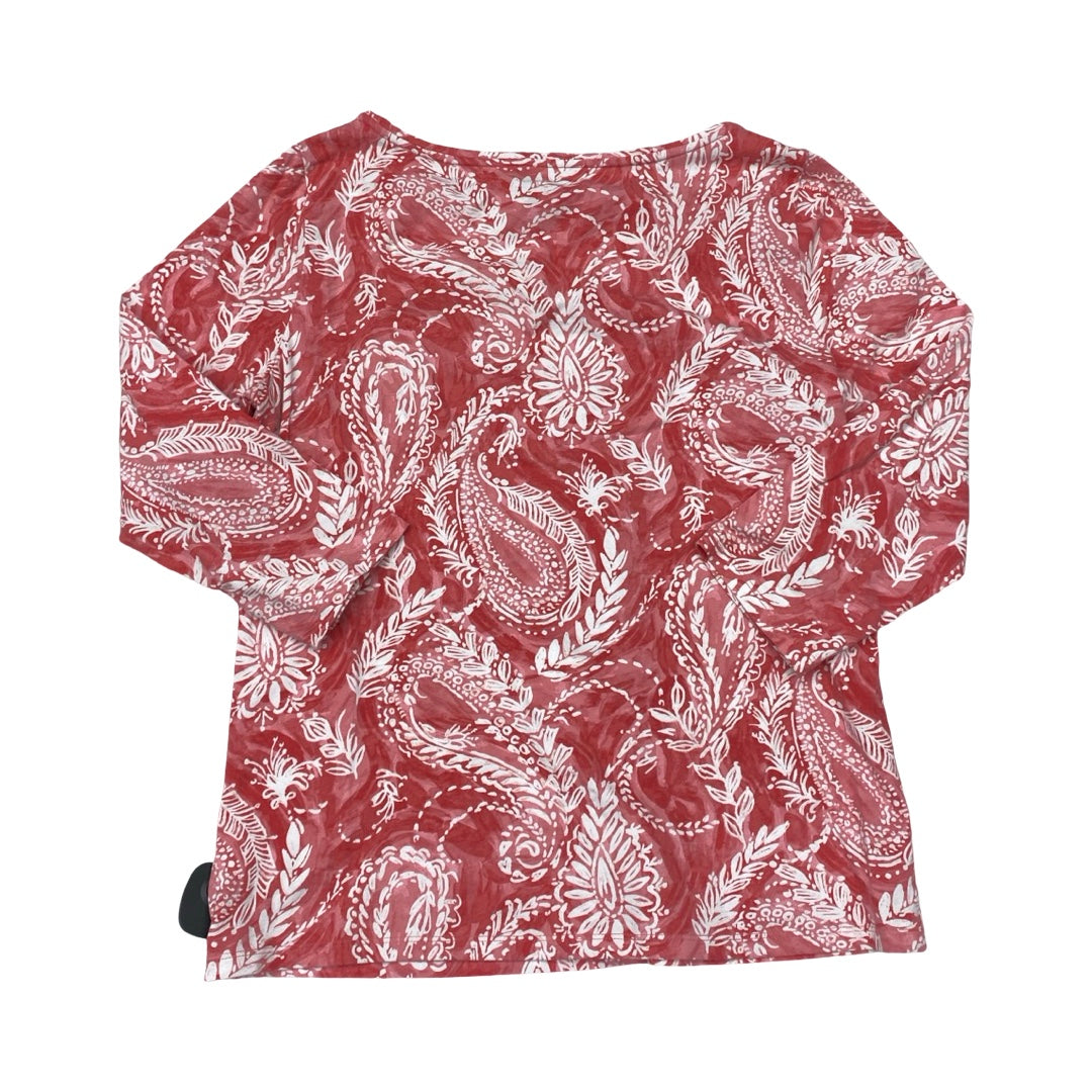 Top 3/4 Sleeve By Talbots In Pink & White, Size:M