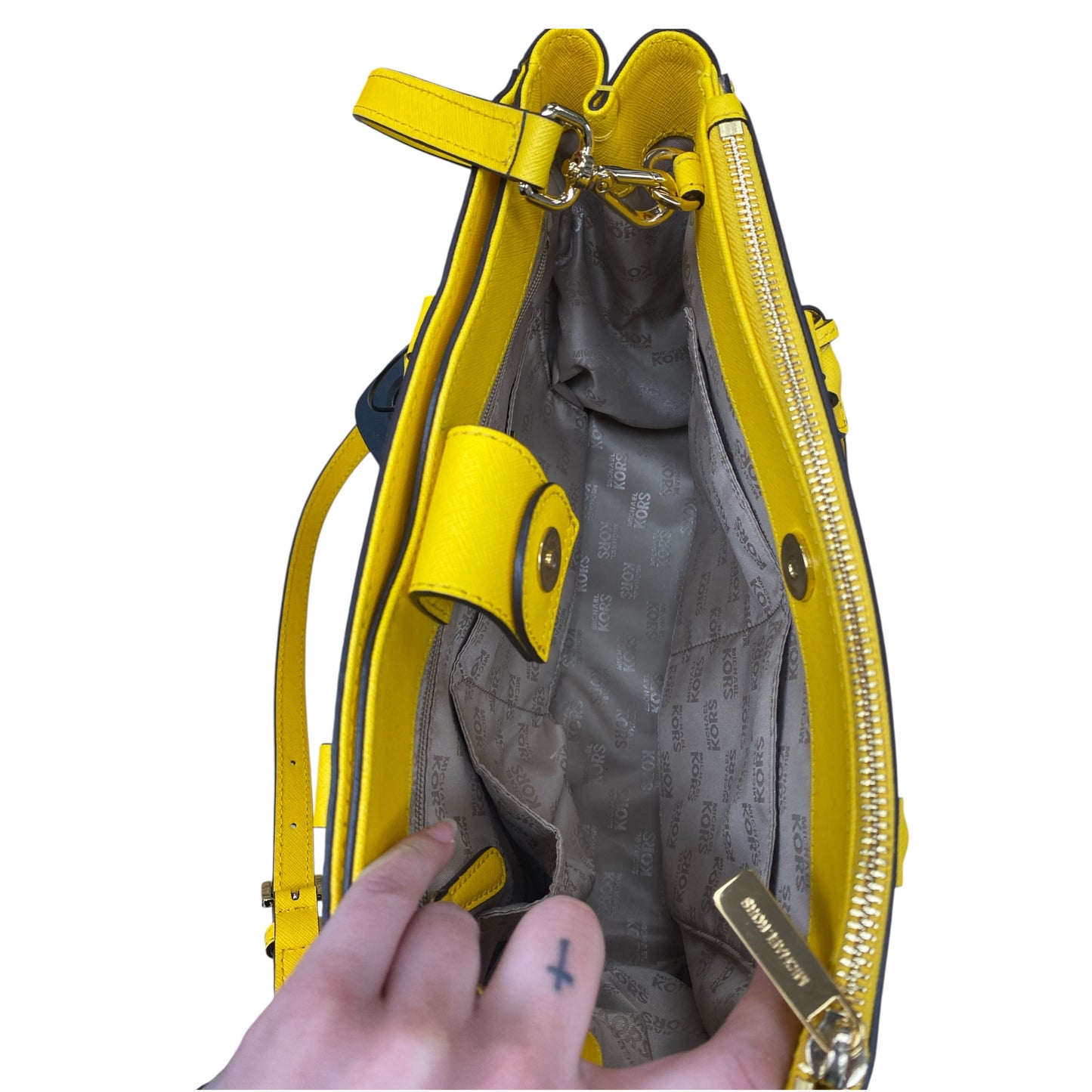 Handbag Designer By Michael Kors In Yellow, Size:Large