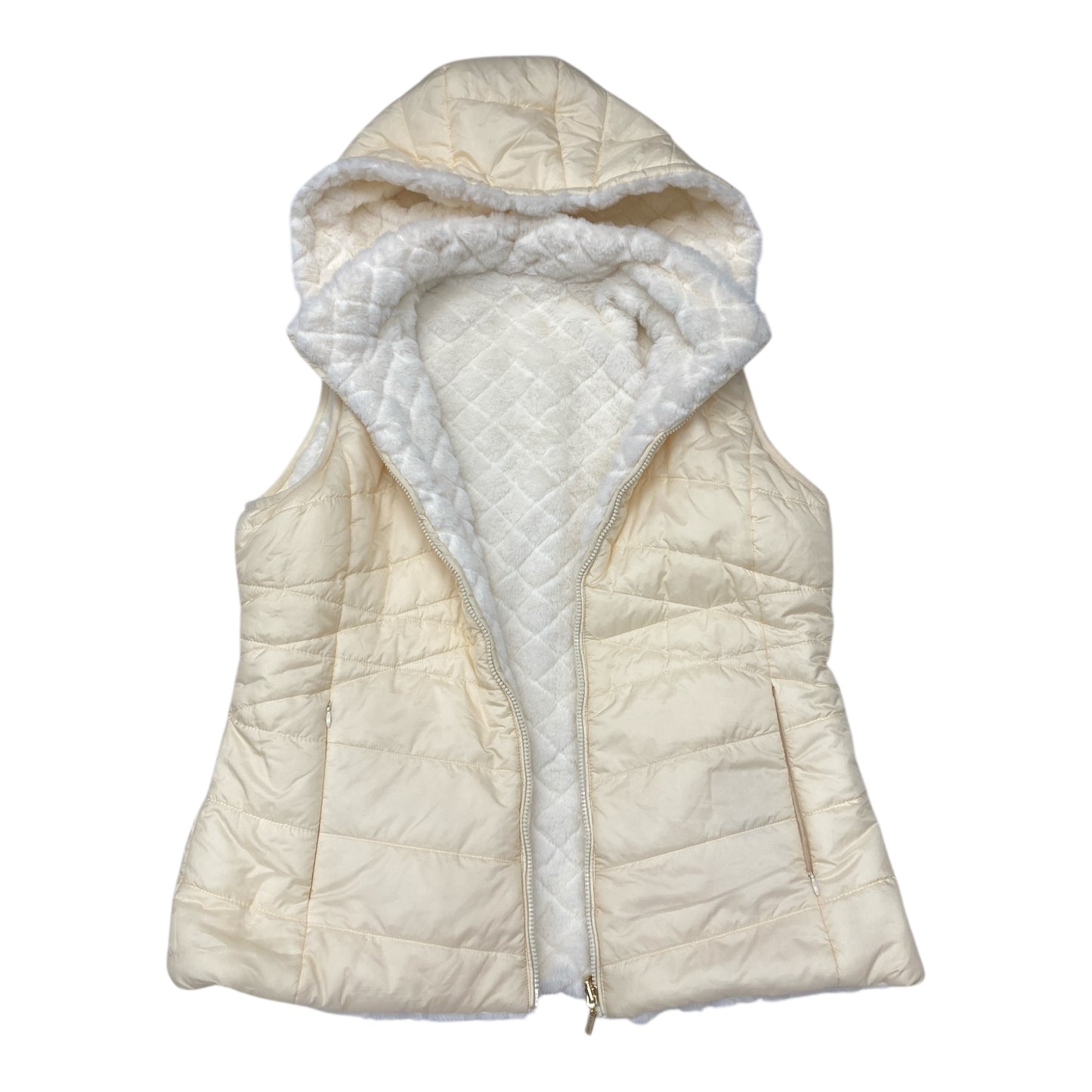 Vest Puffer & Quilted By Gallery In Cream, Size:L