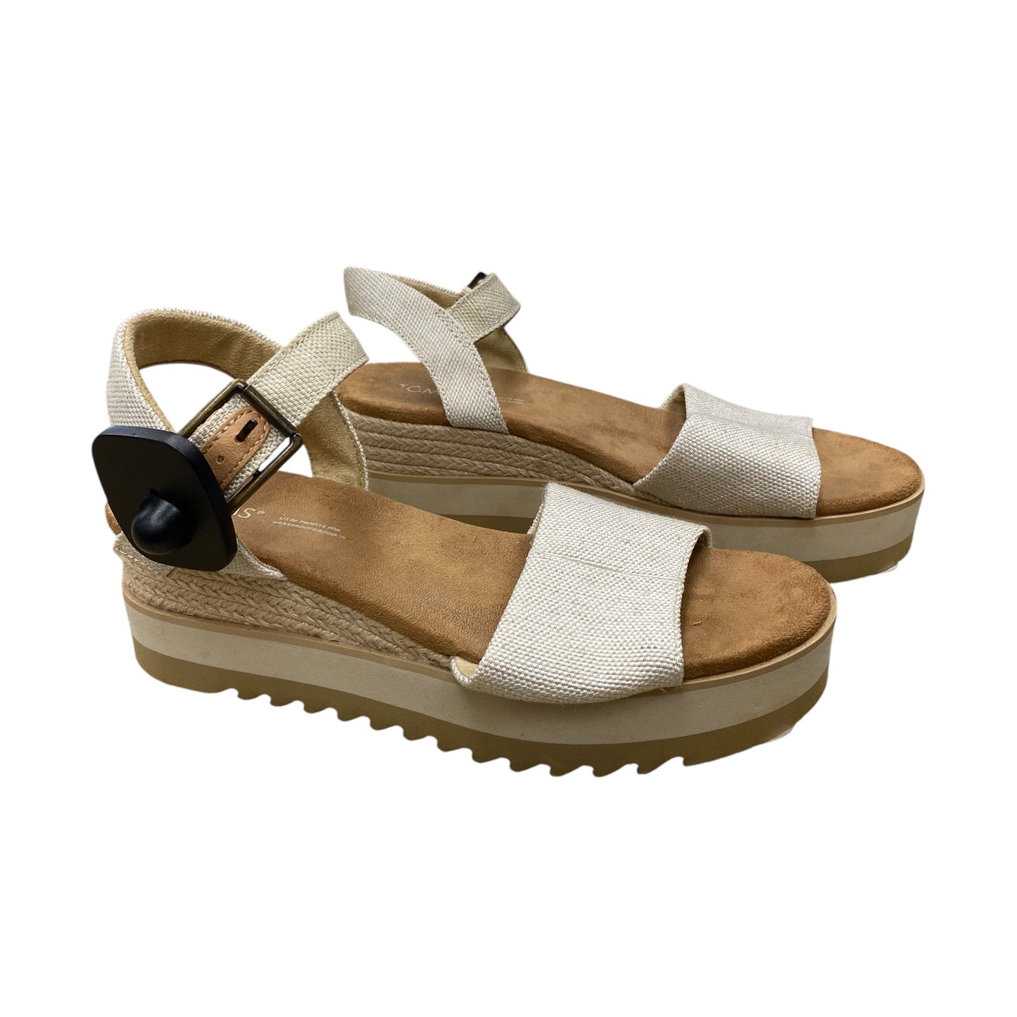 Sandals Heels Wedge By Toms In Beige, Size:8