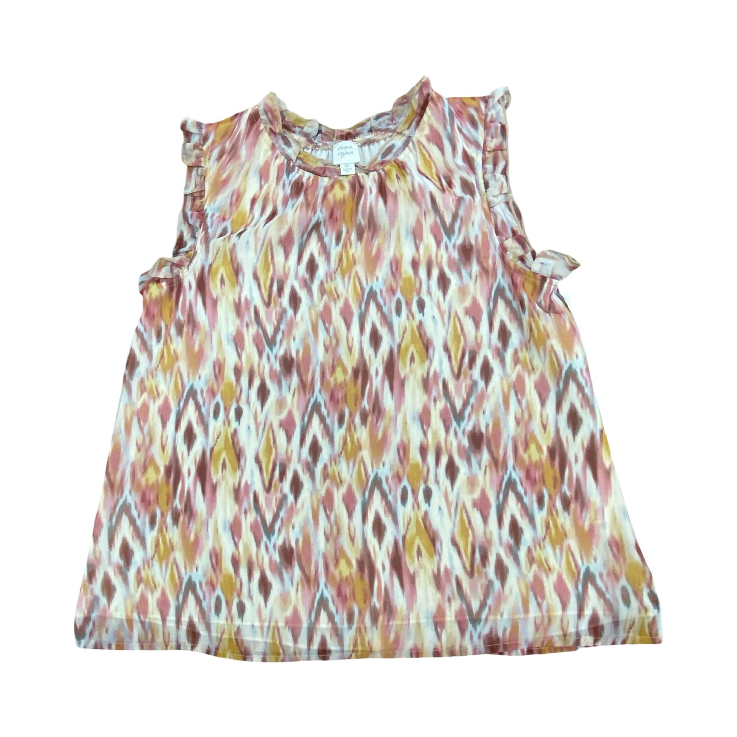 Top Sleeveless By Roan & Ryan In Pink & Yellow, Size:Xs