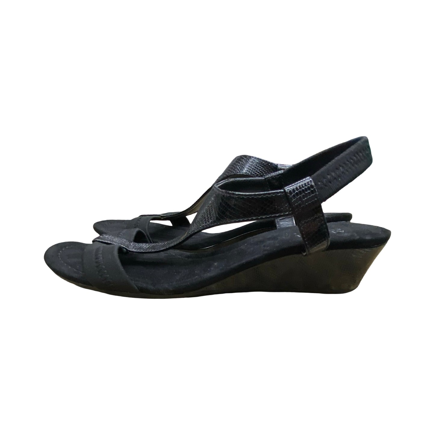 Sandals Heels Wedge By Alfani In Black, Size:8.5