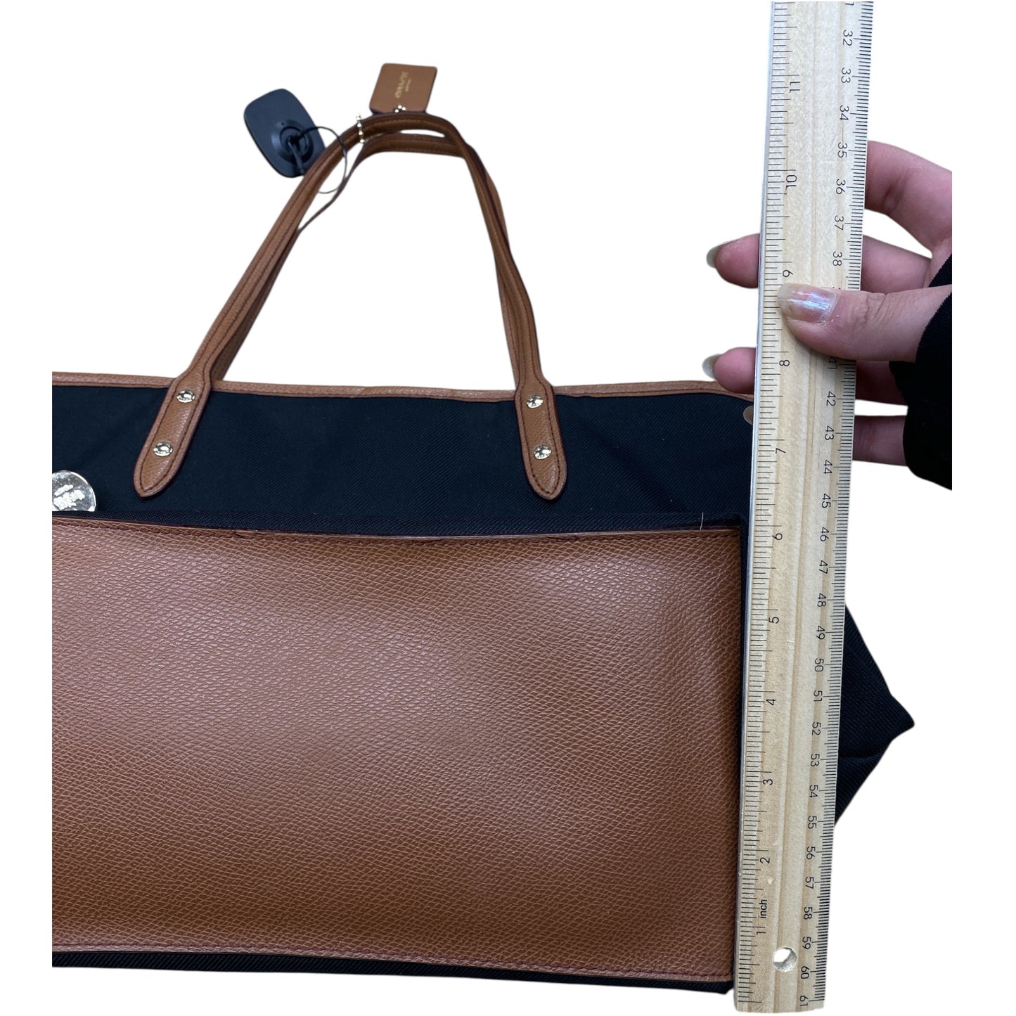 Tote Designer By Coach In Black & Brown, Size:Medium