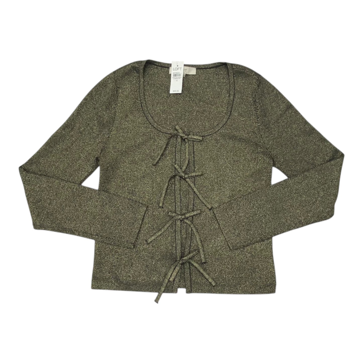 Sweater Cardigan By Loft In Black & Gold, Size:M