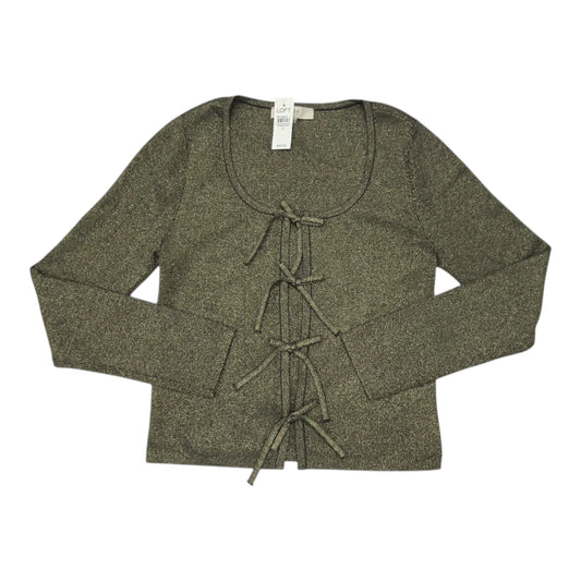 Sweater Cardigan By Loft In Black & Gold, Size:M