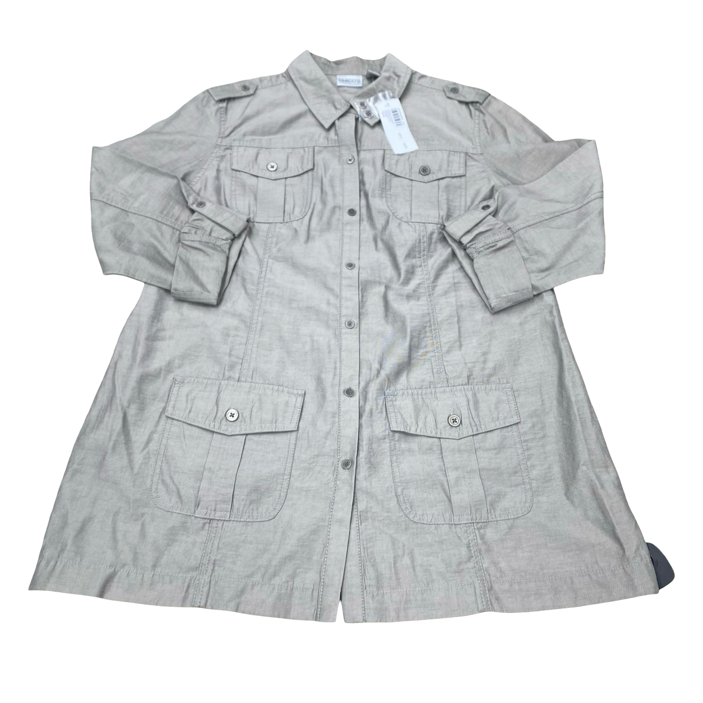 Jacket Shirt By Chicos In Grey, Size:Xl