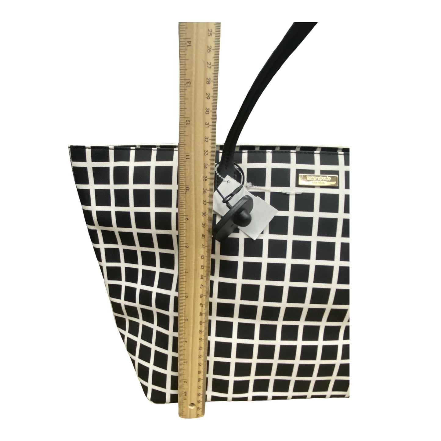 Handbag Designer By Kate Spade In Black & White, Size:Large