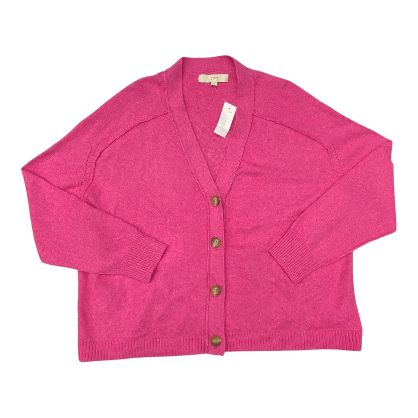 Sweater Cardigan By Loft In Pink, Size:L