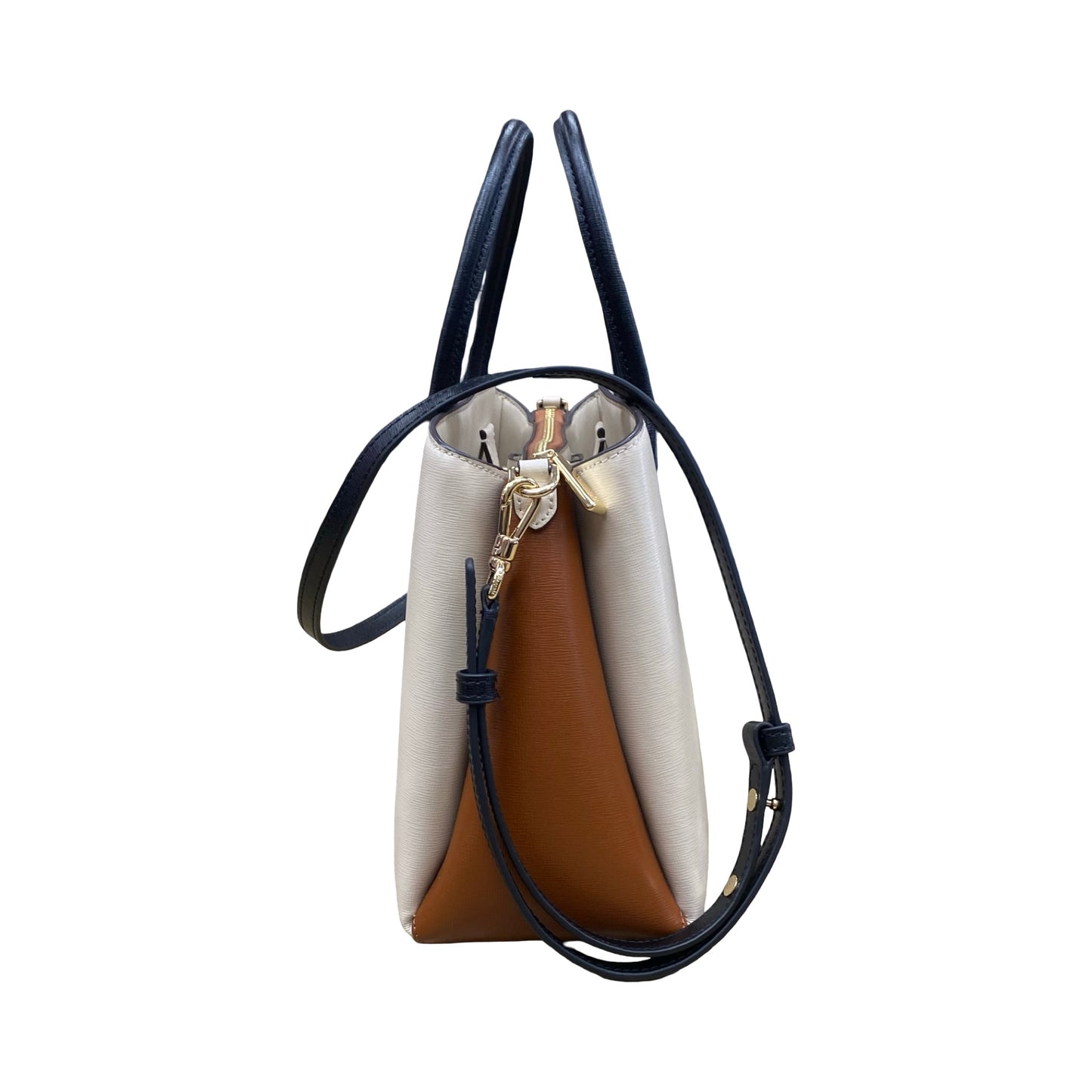 Handbag Designer By Kate Spade In Brown & Cream, Size:Medium (12x8.75x4.5 in)